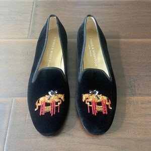 Stubbs & Wootton Women's Velvet Equestrian Slippers Loafers Shoes Sz 7 EUC!